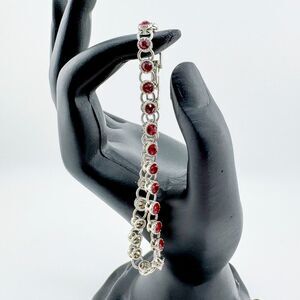 Vintage Avon Red Rhinestone Tennis Bracelet Retro Glam Timeless Formal
